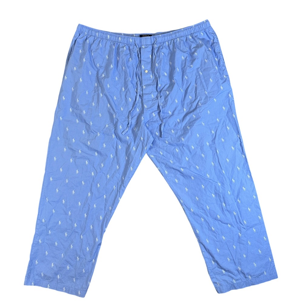 Polo Ralph Lauren Mens 3X Blue Pony Print Sleepwear Lounge Shorts Cotton